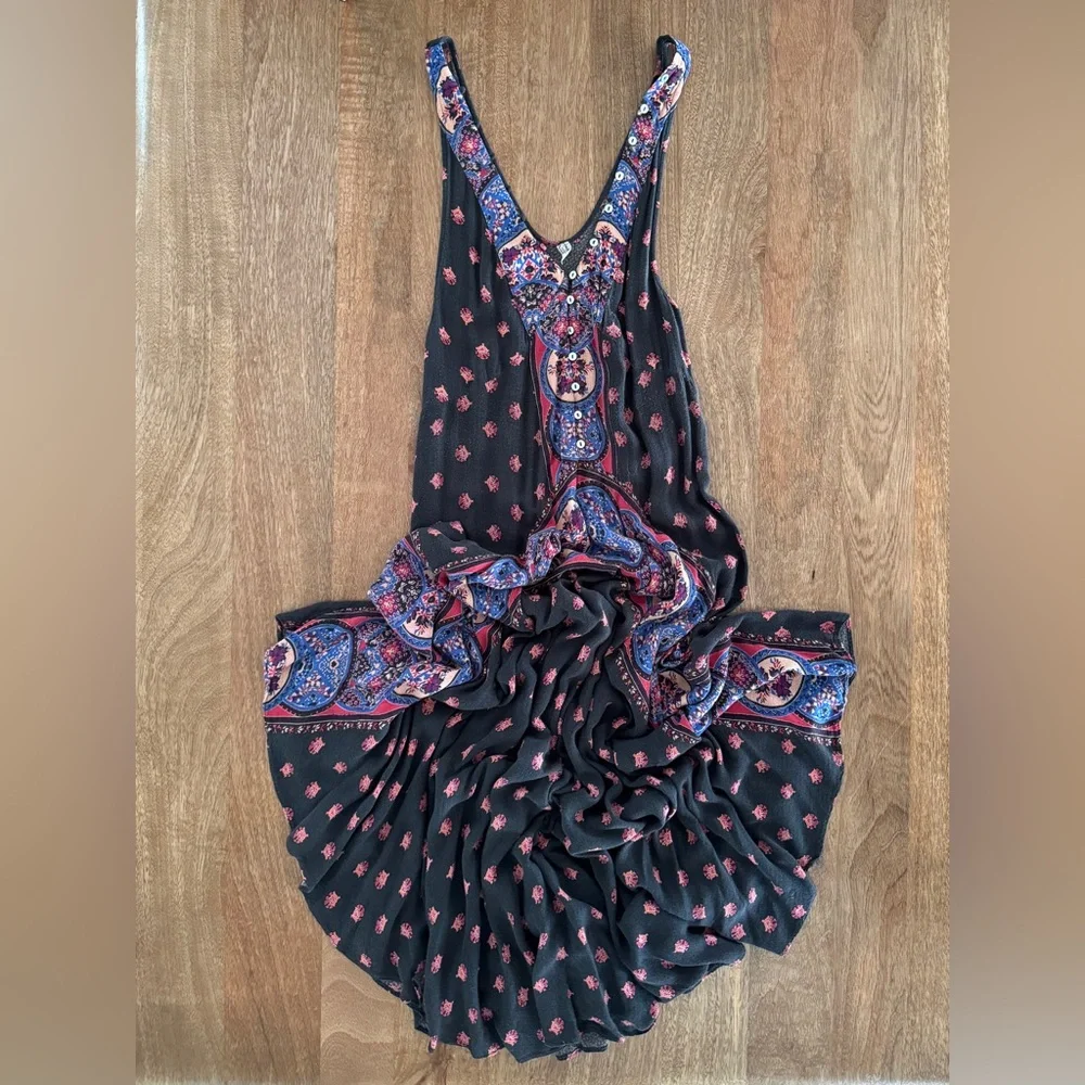 Racerback Tank Dress Floral Print Flowy Lightweight Flattering Midi/Maxi Size M - Picture 1 of 12